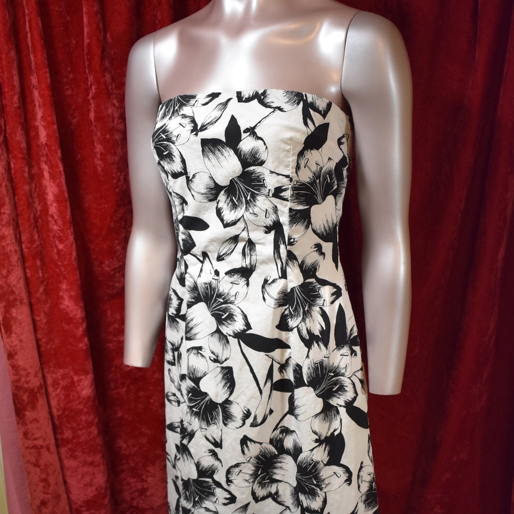 The Limited Stretch B&W Strapless Floral Dress